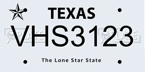 VHS3123 Texas License Plate