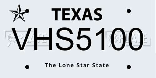 VHS5100 Texas License Plate