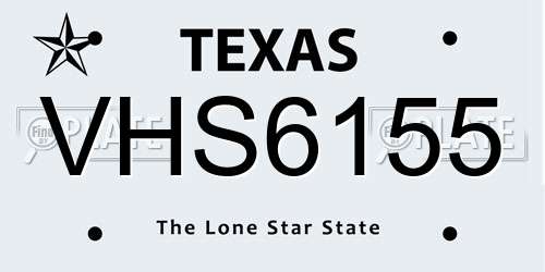 VHS6155 Texas License Plate