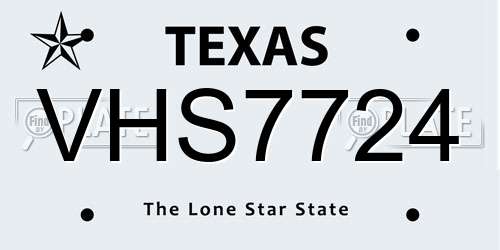 VHS7724 Texas License Plate