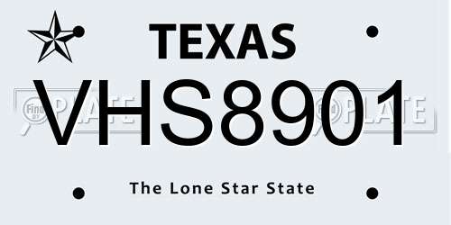 VHS8901 Texas License Plate