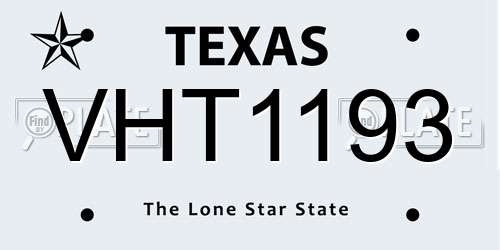VHT1193 Texas License Plate