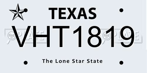 VHT1819 Texas License Plate