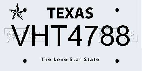 VHT4788 Texas License Plate