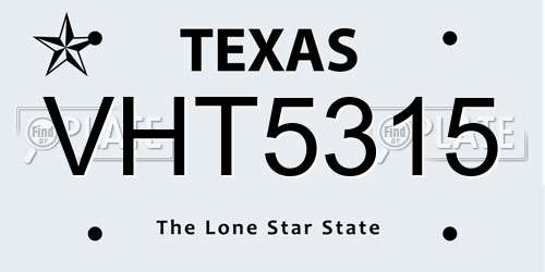 VHT5315 Texas License Plate