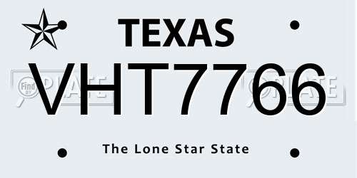 VHT7766 Texas License Plate