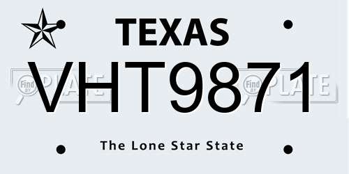 VHT9871 Texas License Plate
