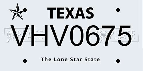 VHV0675 Texas License Plate