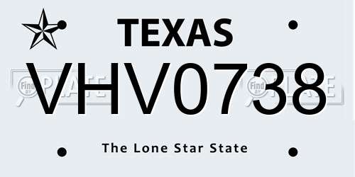VHV0738 Texas License Plate