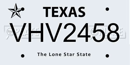 VHV2458 Texas License Plate