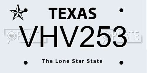 VHV253 Texas License Plate