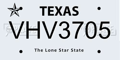 VHV3705 Texas License Plate