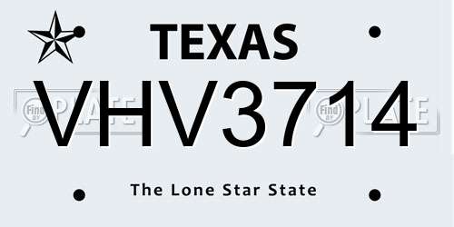 VHV3714 Texas License Plate