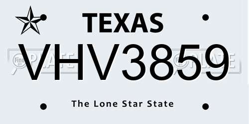 VHV3859 Texas License Plate