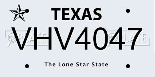 VHV4047 Texas License Plate
