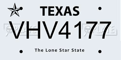 VHV4177 Texas License Plate