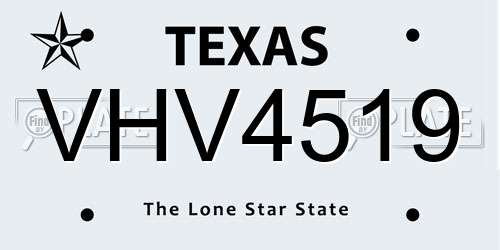 VHV4519 Texas License Plate