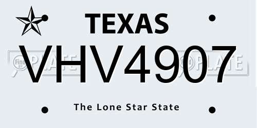VHV4907 Texas License Plate