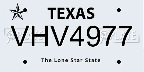 VHV4977 Texas License Plate