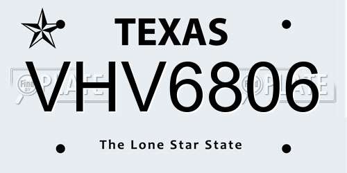 VHV6806 Texas License Plate