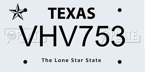 VHV753 Texas License Plate