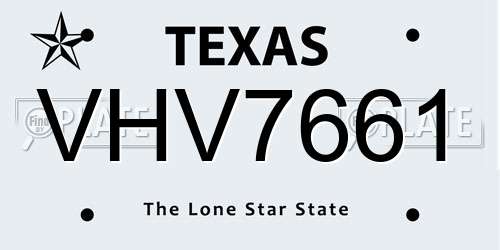 VHV7661 Texas License Plate