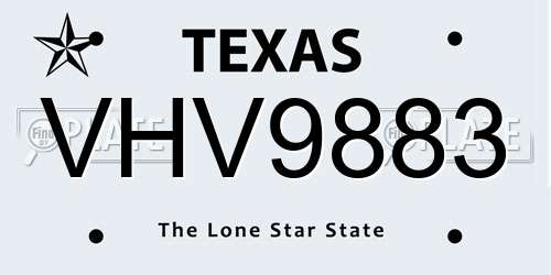 VHV9883 Texas License Plate