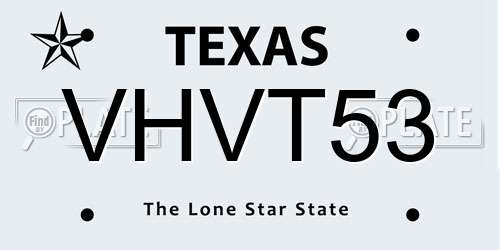 VHVT53 Texas License Plate