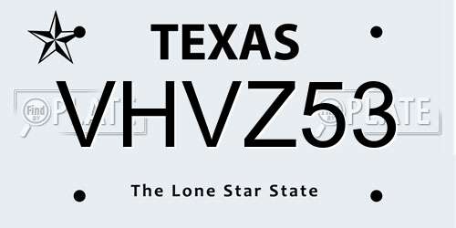 VHVZ53 Texas License Plate