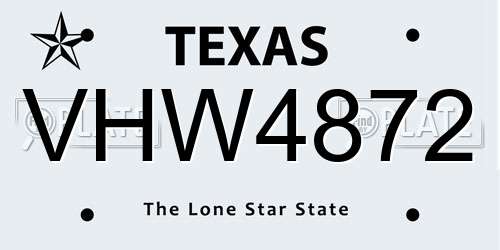 VHW4872 Texas License Plate