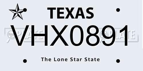 VHX0891 Texas License Plate