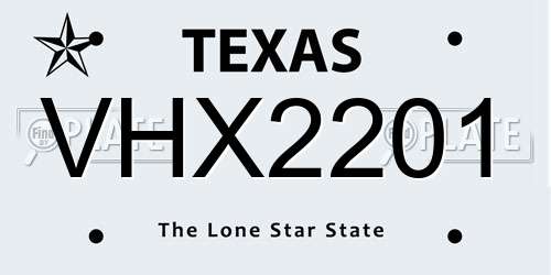 VHX2201 Texas License Plate