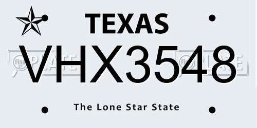 VHX3548 Texas License Plate