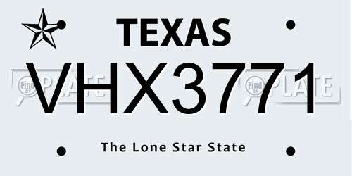 VHX3771 Texas License Plate