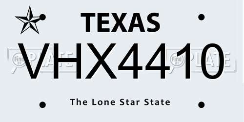VHX4410 Texas License Plate