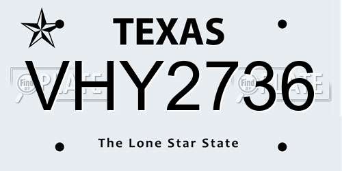 VHY2736 Texas License Plate