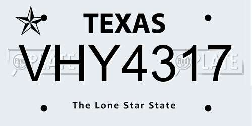VHY4317 Texas License Plate