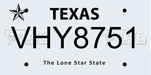 VHY8751 Texas License Plate