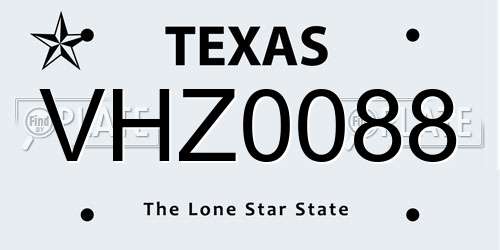 VHZ0088 Texas License Plate