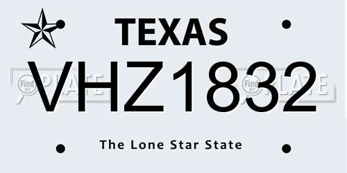 VHZ1832 Texas License Plate