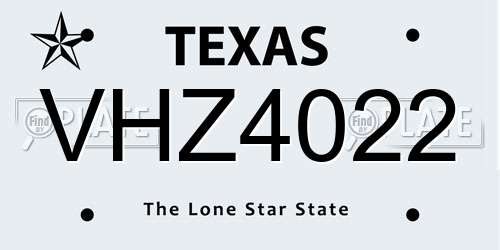 VHZ4022 Texas License Plate