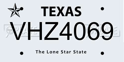 VHZ4069 Texas License Plate