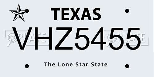 VHZ5455 Texas License Plate