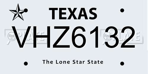 VHZ6132 Texas License Plate