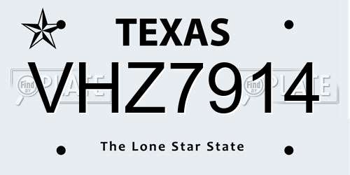 VHZ7914 Texas License Plate