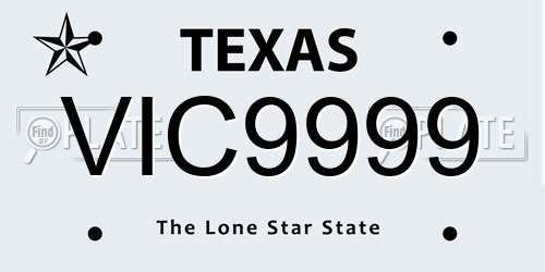 VIC9999 Texas License Plate