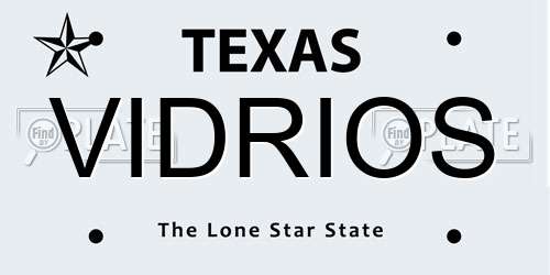 VIDRIOS Texas License Plate