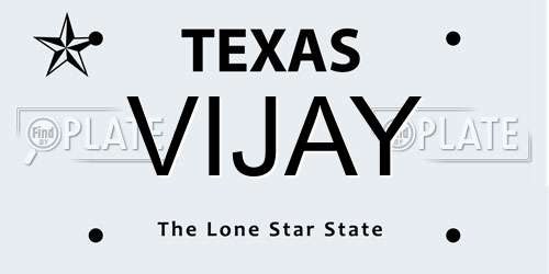 VIJAY Texas License Plate