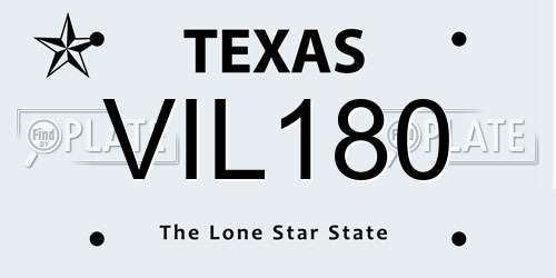VIL180 Texas License Plate