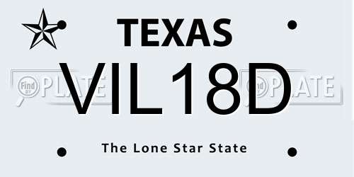 VIL18D Texas License Plate